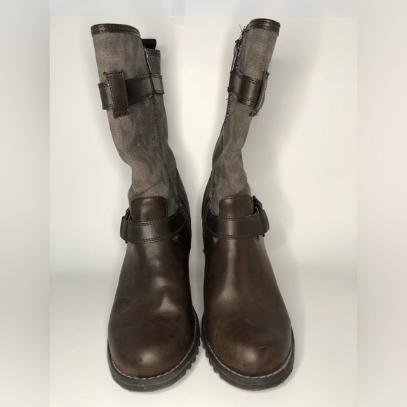 Skechers Leather Upper Chunky Lug Sole Mid Calf Brown Boot Size 10 - Picture 13 of 13